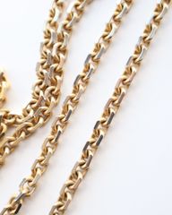 chunky cut cable chain vintage necklace 太角 カット 小豆 チェーン ゴールドカラー ヴィンテージ チャンキー ロング ネックレス 7㎜