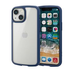 『人気商品』エレコム iPhone 13 mini/ハイブリッドケース/シルキークリア/ネイビー