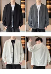 カーディガン メンズ ビジネス vネック 無地 長袖 カジュアル カーデ シンプル ボタン メンズカーディガン スクール Vネックカーディガン アウター 制服 羽織り 前開き 洗える おしゃれ ゆったり 大人 春 秋冬 1YqK217