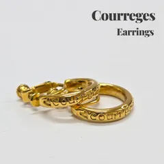 courreges クレージュ イヤリング ゴールドカラー ラウンド フープ アクセサリー ブランド小物 ヴィンテージ アンティーク