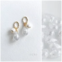 ◆ 42 クラック シルバー しずく ガラス パール ピアス イヤリング ◆ 再販 人気 上品 シンプル 小ぶり プチプラ ハンドメイド