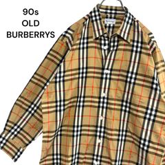 希少 極美品 90s オールド BURBERRY バーバリー burberrys  ノバチェック シャドーホース ロゴ 総柄 シャツ M オールドバーバリー　ヴィンテージ