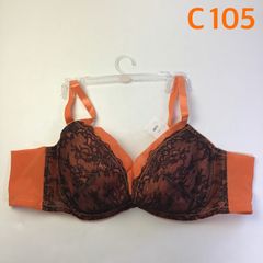 オレンジ色系レースブラジャー C105 －nｍ