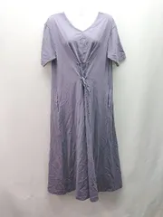 ◇ un dix cors カジュアル シンプル リボン 半袖 ロング丈 ワンピース サイズF チャコールブルー レディース E  【1310130029796】