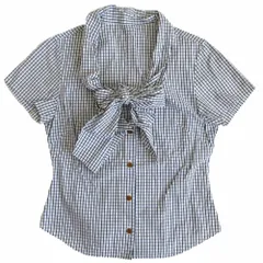 Vivienne Westwood ヴィヴィアンウエストウッド チェック柄 ボウタイリボン ブラウス トップス 半袖 サイズM レディース 【中古】