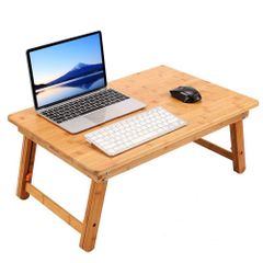 【大人気！】ローテーブル ベッドテーブル 折りたたみ式 膝上テーブル 高さ調整可能 竹製 姿勢改善 多機能 持ち運び簡単 傷付きにくい トレーテーブル ナチュラル シンプル PCスタンド デザイン キャンプテーブル 小型 ノートパソコンデスク ミニテーブル (