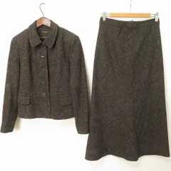 #wnc コルディア CORDIER スカートスーツ セットアップ 40 黒 青 ベージュ ツイード ロング レディース [949142]