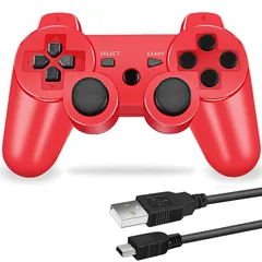 USB 互換対応 ゲームパット ケーブル SHOCK3 DUAL 日本語説明書 6軸センサー ワイヤレスコントローラー (赤) 用 PS3