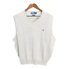 90年代 Polo by Ralph Lauren ポロ ラルフローレン Vネック ベスト ワンポイントロゴ グレー (メンズ M) 中古 古着 R0365