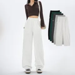 スウェットパンツ ハイウエスト 春 秋 冬 レディースボトムス ロング丈 イージーパンツ ウエストゴム 韓国 ストレートパンツ ダンス衣装 ゆったり カジュアル らくちんパンツ美脚 体型 ズボン スポーツボトムス ブラック グレー ホワイト グリーン L