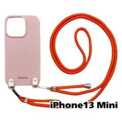 【新品未使用】iPhone13 Mini アイフォン13ミニ ケース(くすみピンク/オレンジ)ひも TPU カバー ストラップ myones 斜め掛け zmyones002-ps1-st25-iphone13min-pk-or