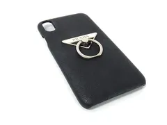 ■美品■ PRADA プラダ サフィアーノレザー iPhoneXS max対応 アイフォンケース スマホケース メンズ レディース ブラック系 BL7779