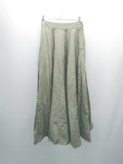 ◇ URBAN RESEARCH DOORS 綿ナイロン生地 バックウエストゴム 無地 ロング フレア スカート サイズONE カーキ レディース E  【1310050028923】