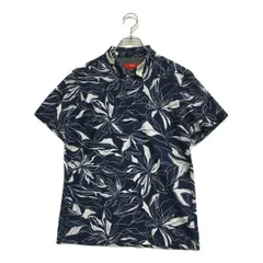 中古 メンズ キャロウェイ Callaway 半袖ポロシャツ M 紺×白 ネイビー×ホワイト 花柄総柄