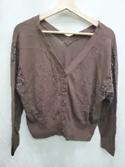 ◇ Θ TORRAZZODONNA トラッツォドンナ レース切替 薄手 長袖 ニット カーディガン ダークブラウン レディース P  【1407100018000】