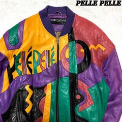 Pelle Pelle / Marc Buchanan Leather Bomber Jacket ボンバージャケット オールレザー パッチワーク クレイジーパターン 38サイズ レザージャケット マルチカラー ペレペレ マーク・ブキャナン