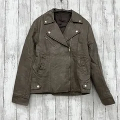 ☆ Richeglamour ☆リシェグラマー フェイクレザー ライダースジャケット ブラウン Lサイズ