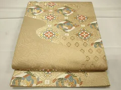 a666 正絹 明綴れ　刺繍　鶴　お太鼓柄袋帯 金糸 着物 a666 正絹 明綴れ 刺繍 鶴 お太鼓柄袋帯 金糸 着物 a666 正絹 明