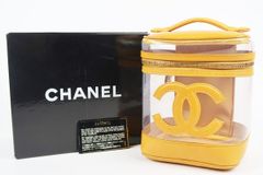 【美品】CHANEL シャネル ビニール バニティバッグ ココマーク 化粧ポーチ ハンドバッグ 小物入れ【SU83】