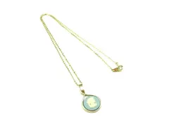 ■美品■ WEDGWOOD ウェッジウッド ジャスパー カメオ ネックレス ペンダント アクセサリー レディース ゴールド系×ブルー系 DH7082