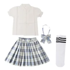 ☆ カラー4 ☆ 150cm ☆ 卒業式スーツ 女の子 子供スーツ セットアップ スーツ 女の子 半袖 子供スーツ ブラウス スカート プリーツスカート ウェストゴム リボン付き セットアップ チェック柄スカート 子供制服 チェック柄 女子 通学 通園