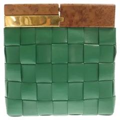 BOTTEGA VENETA (ボッテガヴェネタ) BV スナップ ウッド レザー イントレチャート クラッチバッグ グリーン 647747のサムネイル