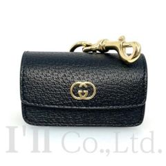 値下げ！【未使用品】GUCCI　グッチ　エチケットバッグ　ホルダー　692956　ダブルG　デメトラ　ブラック　ゴールド金具　ブランド小物　小物入れ　ポーチ　キーホルダー　エチケット袋入れ　ペット用【中古】【59746】