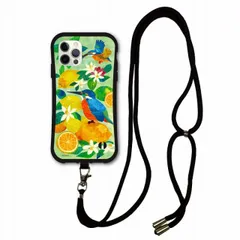 [iPhoneXR(テンアール)] スマホショルダー付 アニマル柄 動物 iPhone16 i-coronケース アイフォン15 14 Pro 13 12 11 スマホケース 全機種対応 カバー ショルダーストラップ 肩掛け 斜め掛け レモンとカワセミ