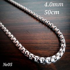 【 新品 未使用 】S05 メンズ ネックレス ロール チェーン 幅 4mm 長さ 50cm ステンレス シルバー 送料無料 人気