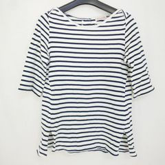 mao made マオメイド レディース 5分袖コットン ボーダー カットソー Tシャツ NAVY/WHITE M