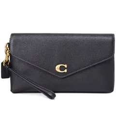 コーチ バッグ COACH クロスグレインレザー ロゴ ウィン リストレット フラップ ポーチ クラッチバッグ ブラック CC487