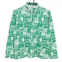【超美品】アディダス 長袖ポロシャツ グリーン×白 総柄 丸襟 レディース L/G ゴルフウェア adidas