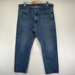 古着 ラングラー Wrangler デニムパンツ ストレート  ワーク 5ポケット ジーンズ ジーパン 色落ち ヒゲ w38 L32  ブルー メンズ