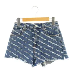 アレキサンダーワン ALEXANDER WANG BITE HIGH RISE ロゴデニムショートパンツ カットオフ ダメージ加工 ジッパーフライ 24 インディゴブルー 白 ホワイト /DO ■OSのサムネイル