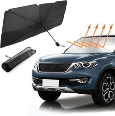 サンシェード 車 傘 傘型 フロント L サイズ Sサイズ おしゃれ 収納ポーチ付き 折り畳み式 フロントカバー 車保護 コンパクト 吸盤なし 車用サンシェード ガラス 10本骨 傘式 遮光 遮熱 軽自動車 フロントサンシェード 車用 日除け 断熱 収納便利