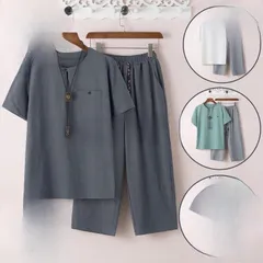 セットアップ メンズ 父の日 夏 ジャージ 上下セット スウェット 綿麻 半袖 Tシャツ 薄手 ショートパンツ スポーツ 大きいサイズ カジュアル おしゃれ 夏新作【0912】