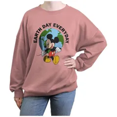 【送料無料】 ディズニー レディース Tシャツ トップス Disney's Mickey Mouse Earth Day Everyday Juniors' Graphic Fleece Desert Pink