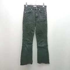 ◇ ZARA ザラ デニムパンツ フリンジ ストレート カジュアル ファスナー ジーンズ サイズUSA 04 ブラック レディース E  【1310050034795】