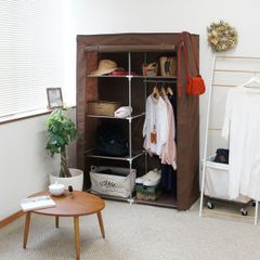 未使用品】折りたたみ式収納ラックワンタッチオーガナイザー(ブラウン