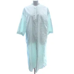 アーバンリサーチ ドアーズ URBAN RESEARCH DOORS シャツワンピース ロング ノーカラー ロールアップ ストライプ 七分袖 M 緑 グリーン /AU