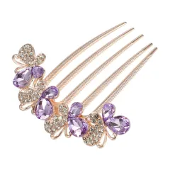 【数量限定】ヘアアクセサリー クリップ ヘアサイドコーム 浴衣 ヘアコーム 着物 髪留め 髪飾り 1個 夜会巻きコーム ダークバイオレット VOCOSTE