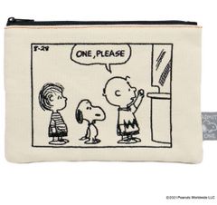 スヌーピー フラットポーチ マルチポーチ 刺繍コミック チケット PEANUTS キャラクター