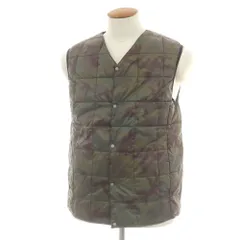 【中古】タイオン TAION ポリエステル カモフラ柄 ダウンベスト グリーン系【サイズM】【メンズ】