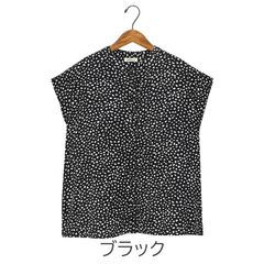 レーヨン　柄プリント　ゆったり　さらりブラウス 　【ブラック】　ドット柄　レディース　フリーサイズ　送料込み