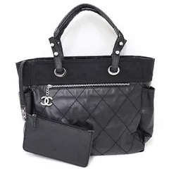 シャネル CHANEL パリビアリッツGM トートバッグ ショルダーバッグ ポーチ付き A34210 ブラック 黒 シルバー金具 【中古】Bランク