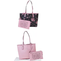 【中古】 コーチ(Coach) シグネチャー F32084 レディース レザー トートバッグ ブラウン,ピンク 02GA001