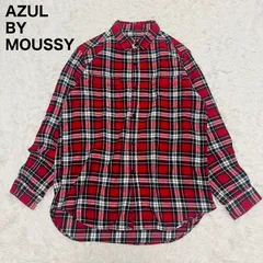 アズールバイマウジー AZUL BY MOUSSY 長袖 チェック柄 ネルシャツ コットンシャツ レディース  カジュアル レッド