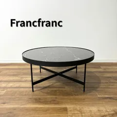 Francfranc ヴェトロ コーヒーテーブル ブラック 強化ガラス天板