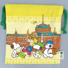 【中古】バッグ 東京丸の内駅舎 巾着 「PEANUTS(SNOOPY)」 スヌーピータウンミニ 東京駅一番街店限定