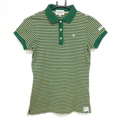 ★特価★ジャックバニー 半袖ポロシャツ グリーン×黒×ライトイエロー ボーダー  レディース 0(Ｓ) ゴルフウェア Jack Bunny